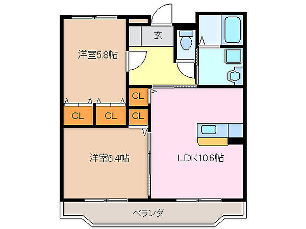 三重県鈴鹿市長太栄町２丁目(賃貸マンション2LDK・2階・56.22㎡)の写真 その2