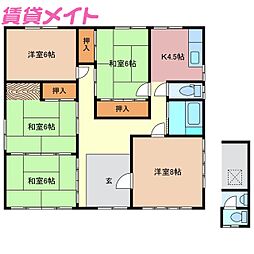 近鉄鈴鹿線 平田町駅 徒歩35分の賃貸一戸建て 1階5Kの間取り