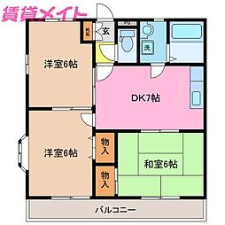 ミノヤトレゾールB 3DKの間取図画像