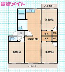 BIGISLAND 3LDKの間取図画像