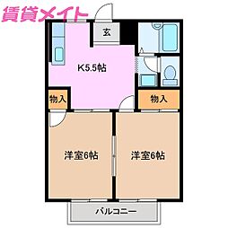 ハピネスタウン 2Kの間取図画像