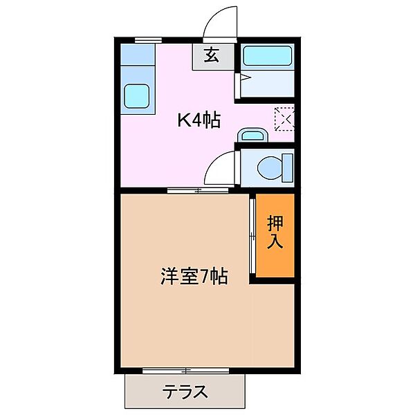クリスタルハウス 105｜三重県鈴鹿市阿古曽町(賃貸アパート1K・1階・25.92㎡)の写真 その2