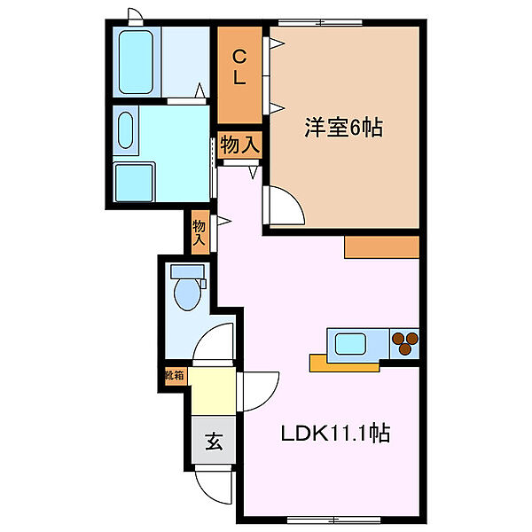 グレーシア 106｜三重県鈴鹿市住吉２丁目(賃貸アパート1LDK・1階・40.68㎡)の写真 その2