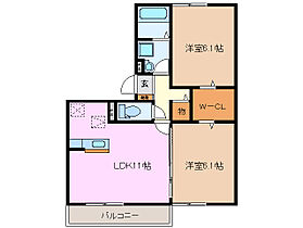 グリュックIII　A棟 203 ｜ 三重県津市芸濃町椋本（賃貸アパート2LDK・2階・54.81㎡） その2