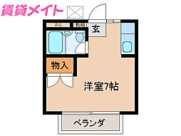 ハッピーハイム 1Kの間取図画像