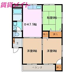 橘ハイツ2 3DKの間取図画像