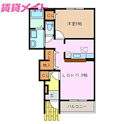 クレール2 1LDKの間取図画像