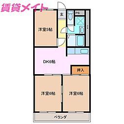 第1柴田ハイツ 3DKの間取図画像