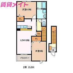 フォレスタロヴィーネ1 2LDKの間取図画像