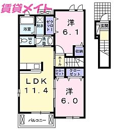 フォーリーフ 2LDKの間取図画像