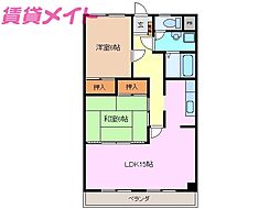 新泉関ハイツ 2LDKの間取図画像