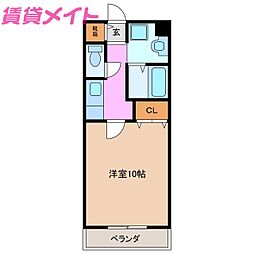 亀山マンションB 1Kの間取図画像