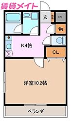 メゾンセントレア1 1Kの間取図画像