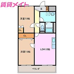 ラ・プランタン 2LDKの間取図画像