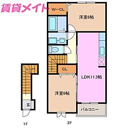 セレーノ・ダンディライオン 2LDKの間取図画像