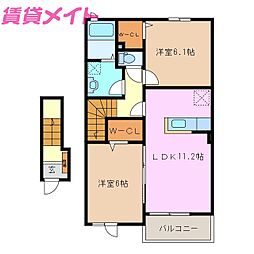 ソレアードケイフォー 2LDKの間取図画像