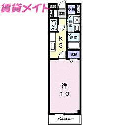 プロムナードセリカ 1Kの間取図画像