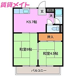 コーポ平田 2Kの間取図画像