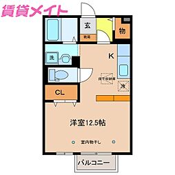 シャルムすずかB ワンルームの間取図画像