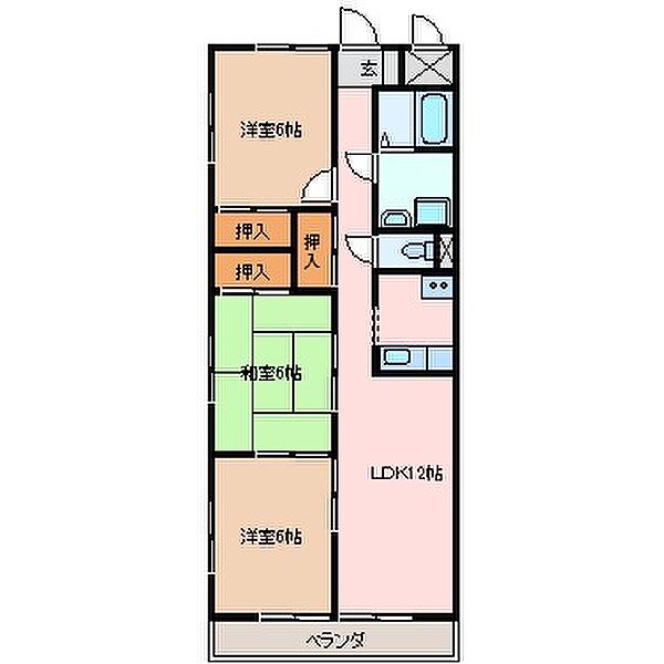 メゾンドゥールII 603｜三重県津市幸町(賃貸マンション3LDK・6階・68.75㎡)の写真 その2