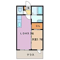 ボヌール 107 ｜ 三重県津市河芸町上野（賃貸アパート1LDK・1階・34.02㎡） その2