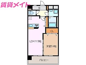 三重県津市桜橋2丁目（賃貸マンション1LDK・6階・40.50㎡） その2