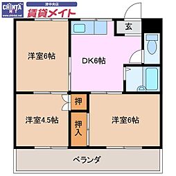ハイツ伊吹 3DKの間取図画像