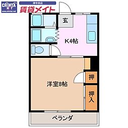 新町ハイツ 1Kの間取図画像