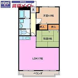 EXCREAサクラバシ 2LDKの間取図画像