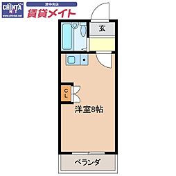 レスポール大谷 2階ワンルームの間取り