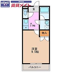 コーポバロン中野 1Kの間取図画像