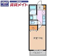 サクシード栗真 1Kの間取図画像