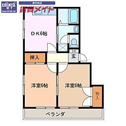 サンライズ 2DKの間取図画像