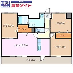 塔世西裏MSビル 3LDKの間取図画像