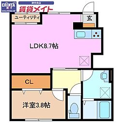 アーバンテラス 1LDKの間取図画像
