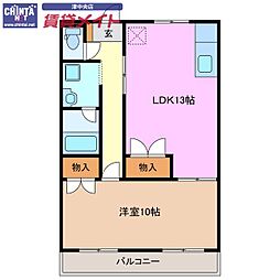 ハナトピア 1LDKの間取図画像