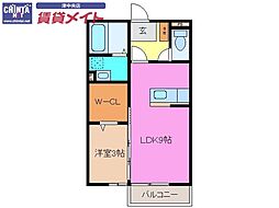 楽園B 1LDKの間取図画像