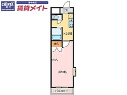 KURIMAマンション 1Kの間取図画像