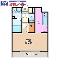 グレーシア江戸橋 1Kの間取図画像