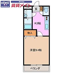 グレートピレニーズ 1Kの間取図画像