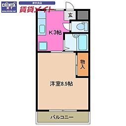 ジョイフル 1Kの間取図画像