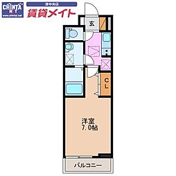 グリーンフォレスト 1Kの間取図画像