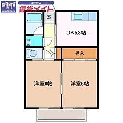 コーポしらさか1 2DKの間取図画像