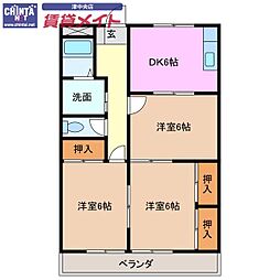西浜ハイツ第一 3DKの間取図画像
