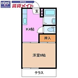 リソーハイツ 1Kの間取図画像