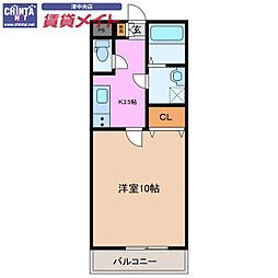 サンステージ大倉 1Kの間取図画像