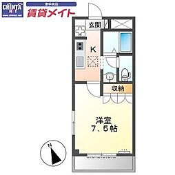 ヒルズ青山 1Kの間取図画像