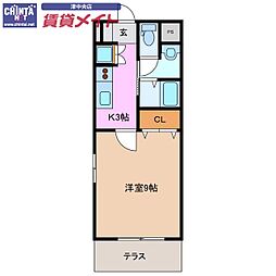 マンション芸濃 1Kの間取図画像
