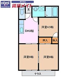 デリラ白塚A 3DKの間取図画像