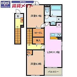 ボヌールI 2LDKの間取図画像